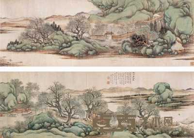 胡石查 丙申（1896年）作 秋江渔隐图 卷 170×29cm